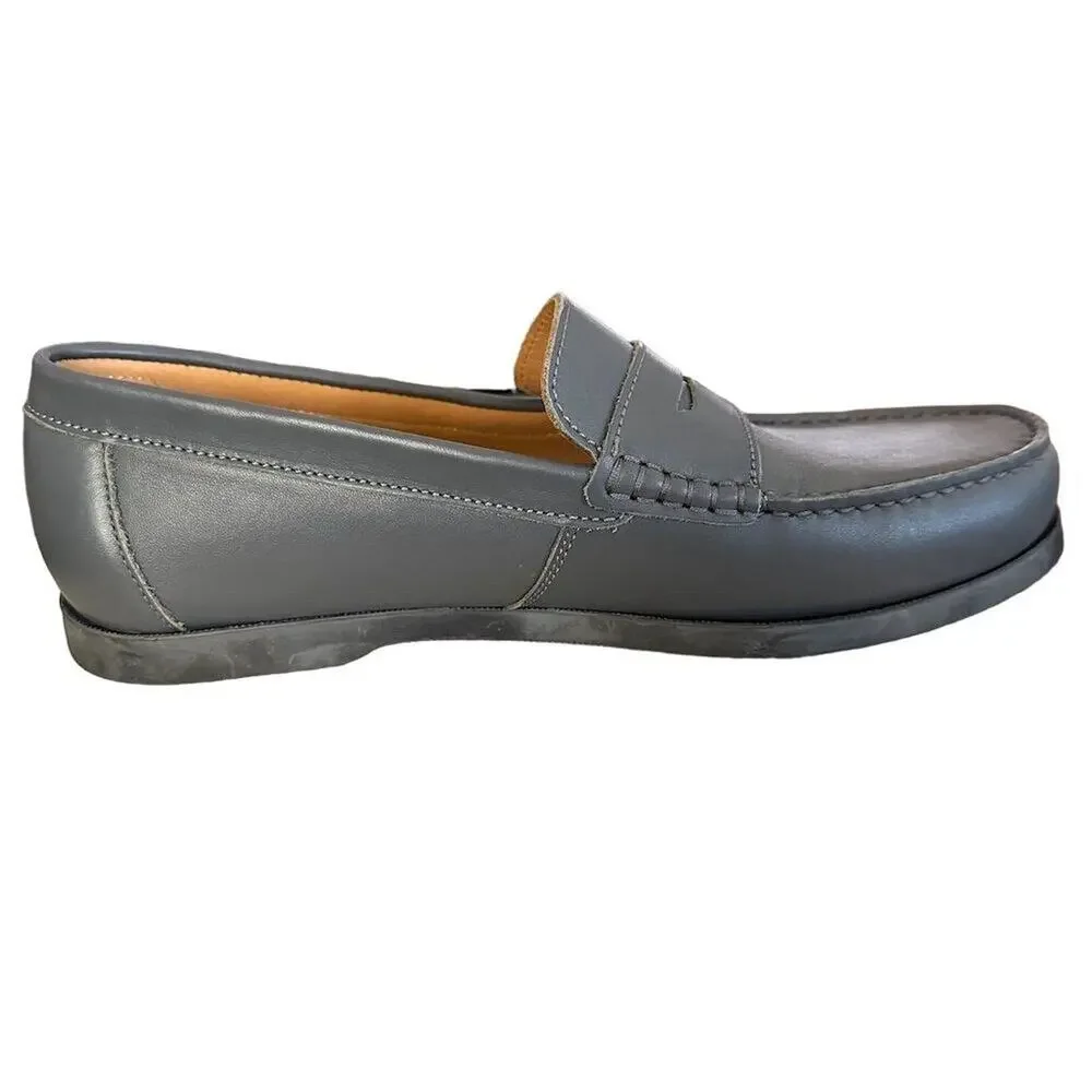Hugs and Co Men's Gray Leather Loafers Size 12 Casual Shoes penny loafers - Picture 7 of 12